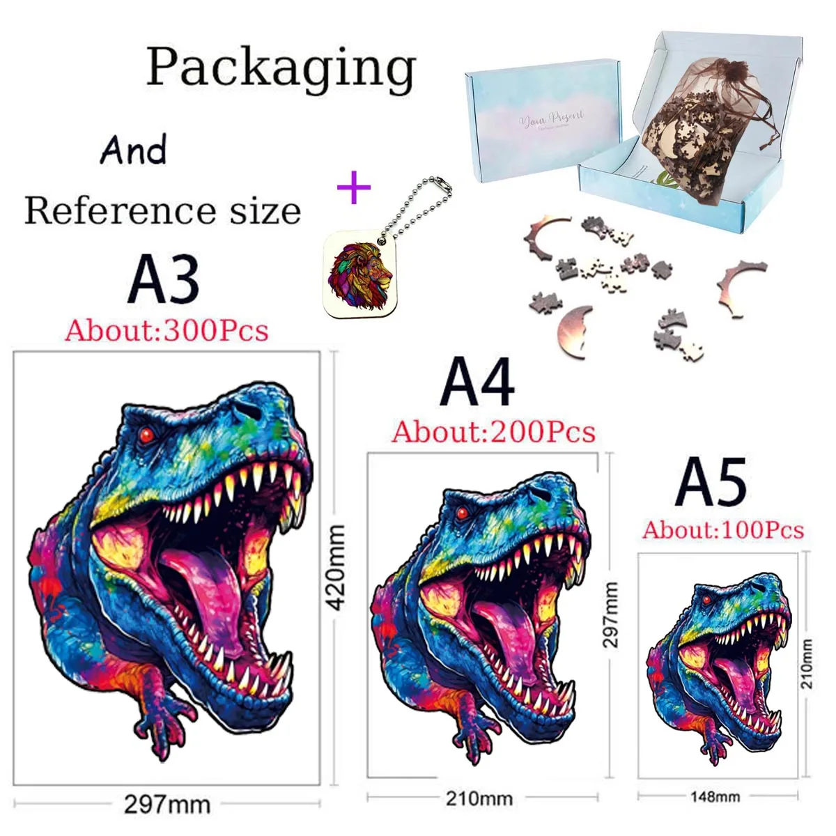 Dinosaur Wooden Jigsaw Puzzles Art Unique Butterfly Animal Shaped Puzzle Diy Leisure Game for Adults Kids Family Home Decor 5