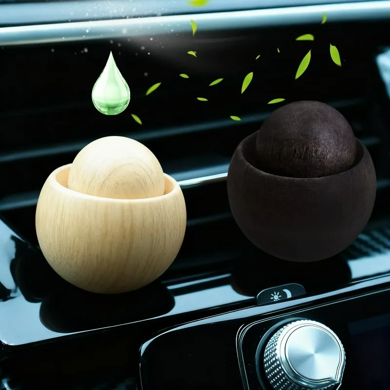 Wood Car Air Freshener Egg Shape Vent Clip Diffuser for Essential Oils Car Vent Accessories Eco-Friendly Odor Eliminator