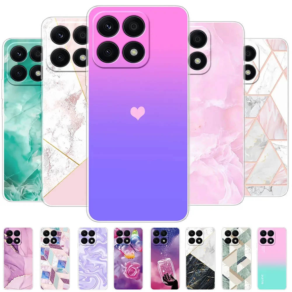 WOBURN Cover per Honor X8a, Doppio Strato Rugged Custodia Antiurto Trasparente PC Soft TPU Sottile Bumper Silicone Protettiva Staccabile Cellulare Case. Viola Chiaro