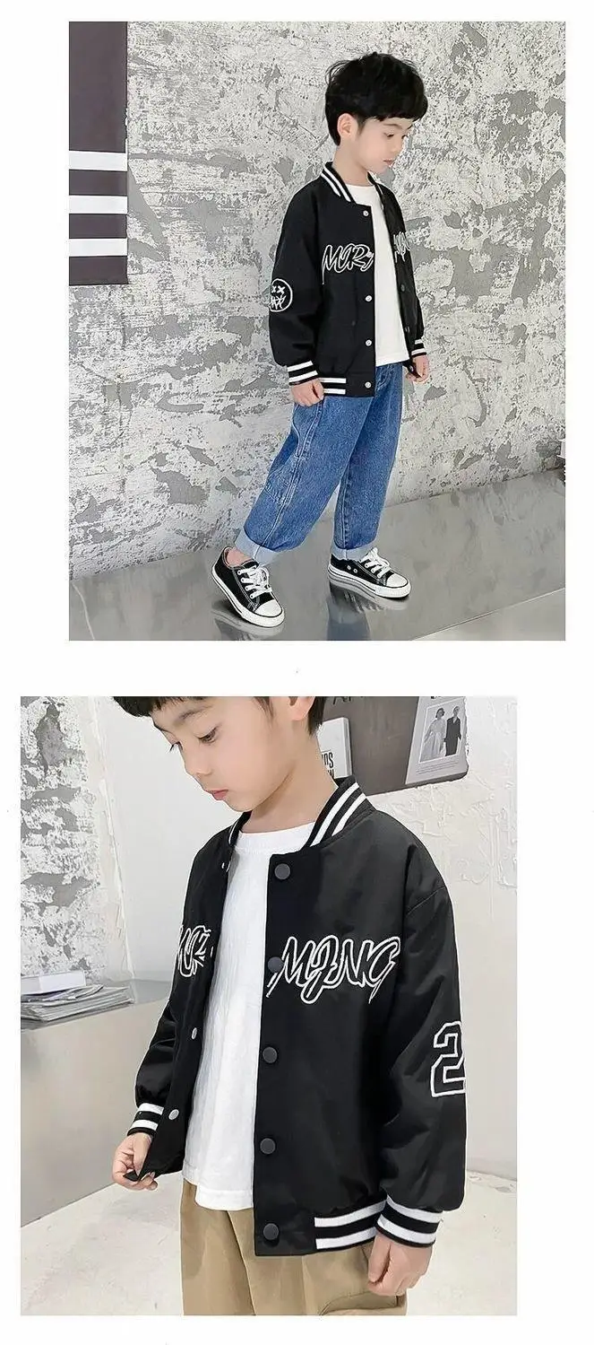 2022 New Fashion Boys Jacket Korean Spring/Autumn Letter  Jacket Boys Baseball Clothing Christmas Birthday Gift 4 5 6 8 10 12 Y pea coat