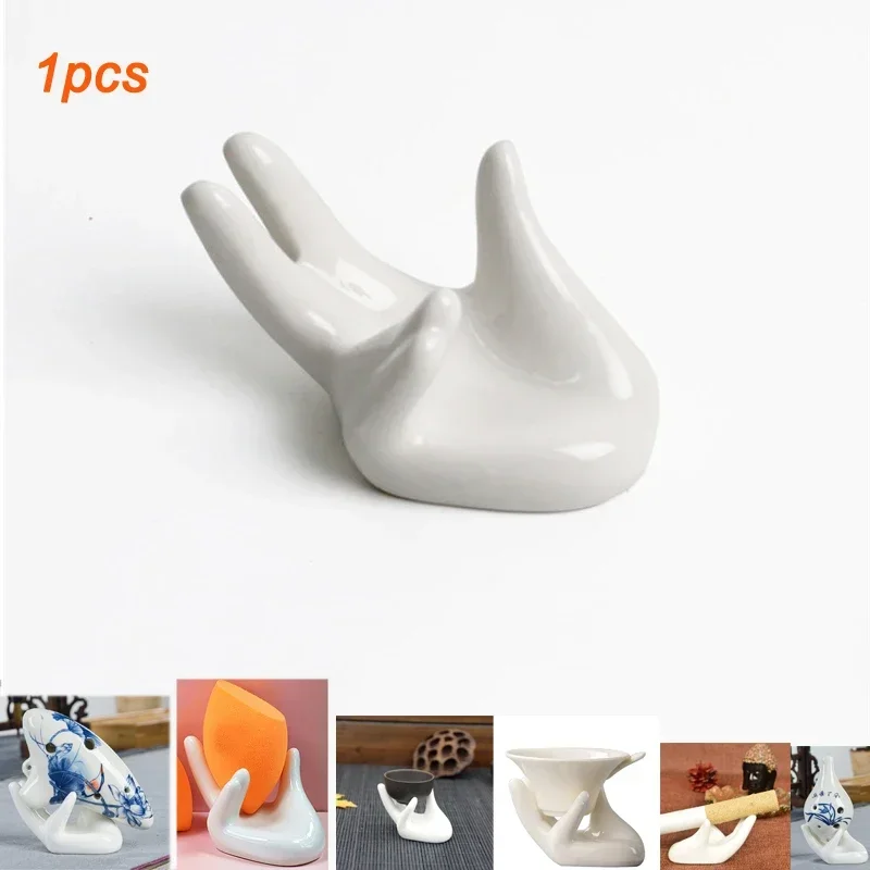 Ceramic Egg Storage Tray Hand Shape Kitchen Egg Cup Holder Office Desktop Business Card Moxa Stick Stand Beauty Egg Rack 1Pcs