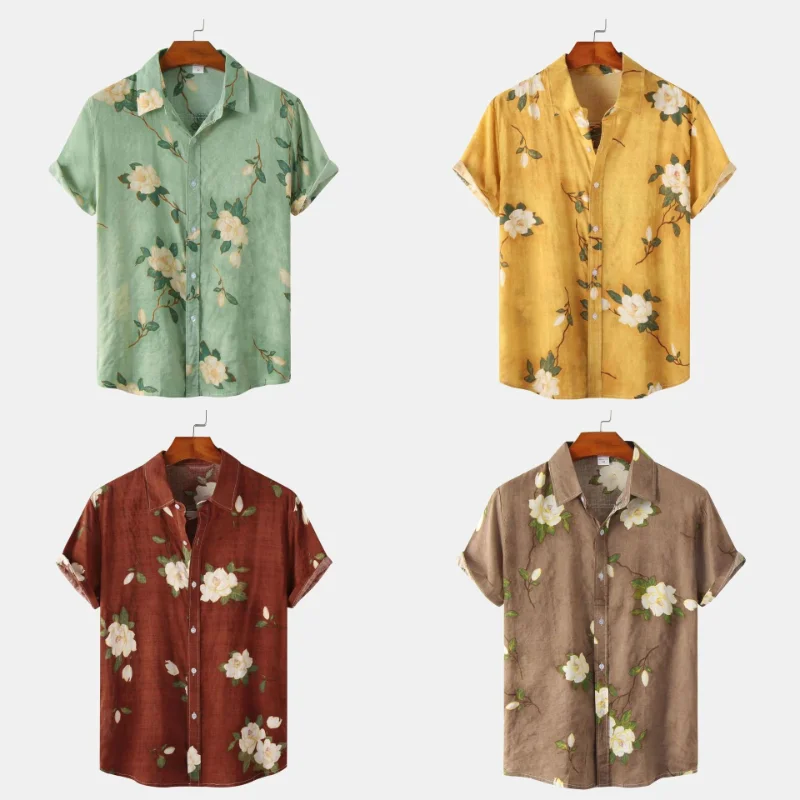 

Floral New Large Size Men's Short Sleeve Shirts Casual Fashion Printed Menawear