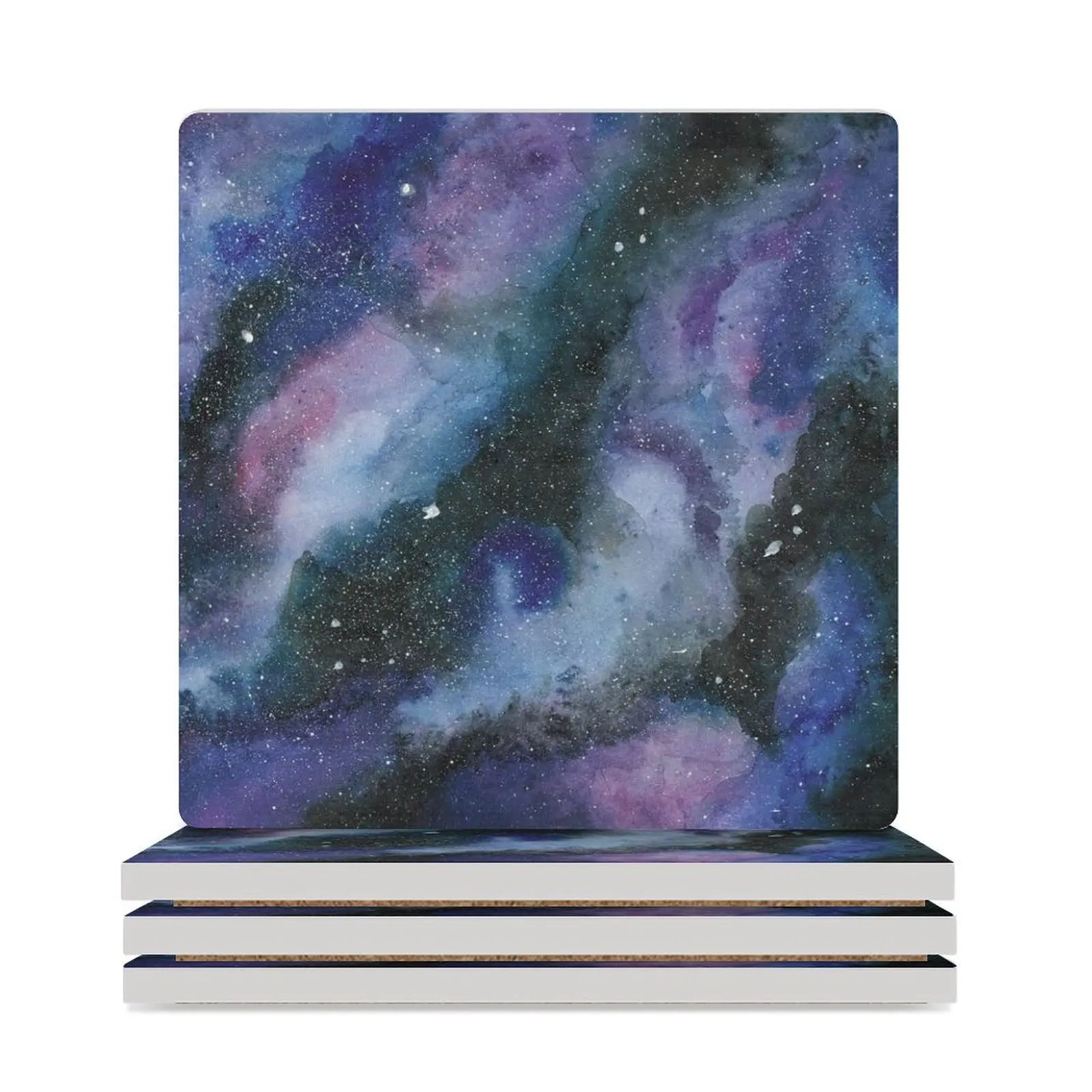 

galaxy watercolor Ceramic Coasters (Square) set for drinks cup holder for ceramics mug set Coasters
