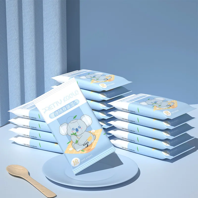 5 Packs Factory WET Wipes 10 Pumps Baby Hand Mouth Children's Special Wet Wipes for One-time Cleaning