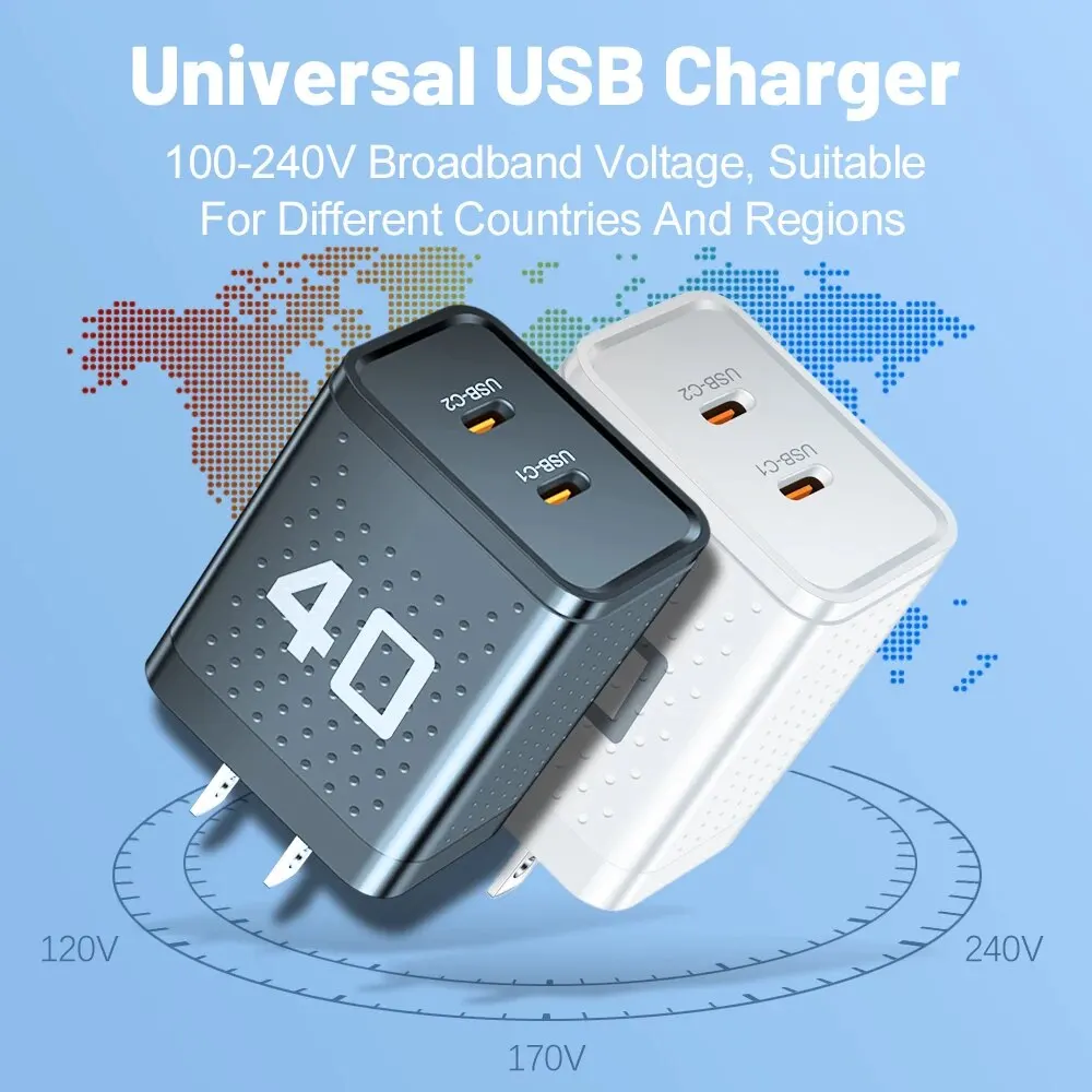 20W Dual PD 2 Ports USB C Chrager Fast Charger Type C For Xiaomi 12 iPhone 13 14 Pro Realme QC3.0 Type C Fast Charging