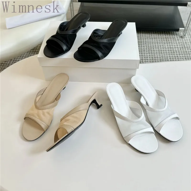 

Женские сетчатые шлепанцы, натуральная кожа, круглый носок, элегантный высокий каблук, летние Тапочки