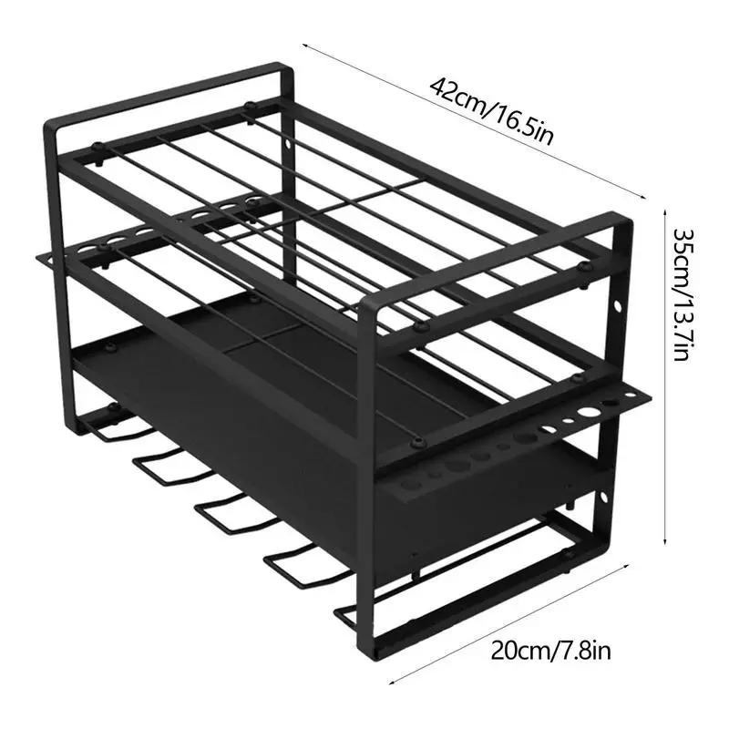 Four-level Electric Drill Organizer Wall-mounted Power Tool Rack Hand Drill Holder Garage Tool Storage Shelf Organization