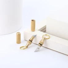 

Portable Brass Capsule Mini Knife Multifunctional Utility Knifes Carry Keychain Package Envelope Opener Mini Pocket Cutting Tool