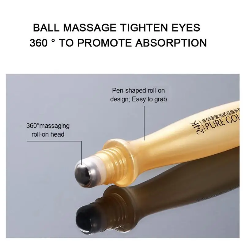 24K Gold Bright Eye Serum Anti-Aging Roll-on Essence Remove Dark Circles Hydrating Moisturizing Anti-Puffiness Eye Cream eye cream anti wrinkle eye cream