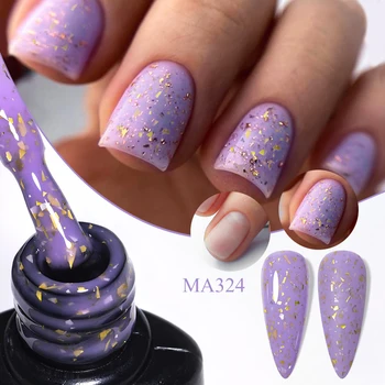 MEET ACROSS 7ml Viola Oro Blu Foil Base in Gomma Gel Glitter Effetto Costruzione Soak Off Gel UV Vernice Per Unghie Manicure 1