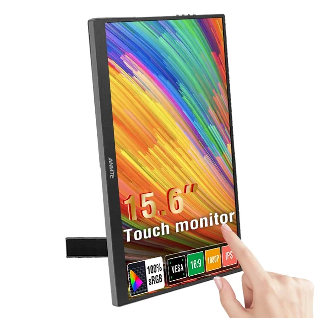 Anmite 15.6 inch Touch Portable Monitor 1080P HDR IPS Gaming Monitor USB TYPE C HDMI for Phone Laptop Desktop Switch PS4 XBOX