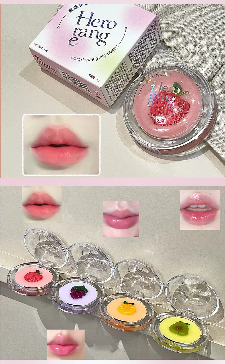 Fruit 2-in-1 temperatuurveranderende lippenstift make-up plaat met dubbele laag transparante basis, hydraterende lippenbalsem en actieve lippenmake-up._voghion.com