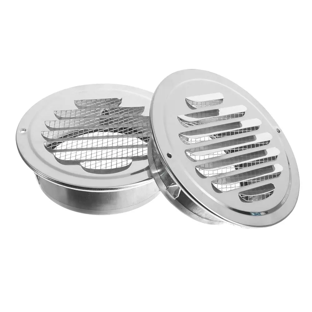 Stainless Steel Exterior Wall Air Vent Grille Various Size Round Ducting Ventilation Grilles Home Office Air Vent