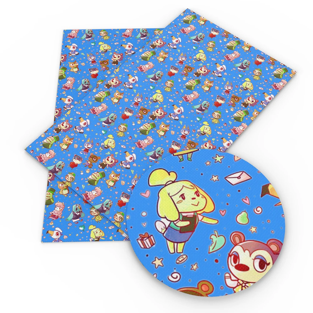 Cartoon Theme Faux Leather Sheets Animal Dog Cat Printed Synthetic Leather Fabric Roll for DIY Earrings Hair Bows Crafts
