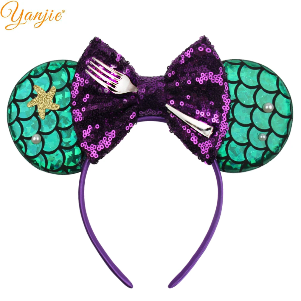 New Classical Mouse Ears Headband For Women Girls Festival Party Princess Hairband Kids Sequin Bow Female Cute Hair Accessories hair barrettes for adults
