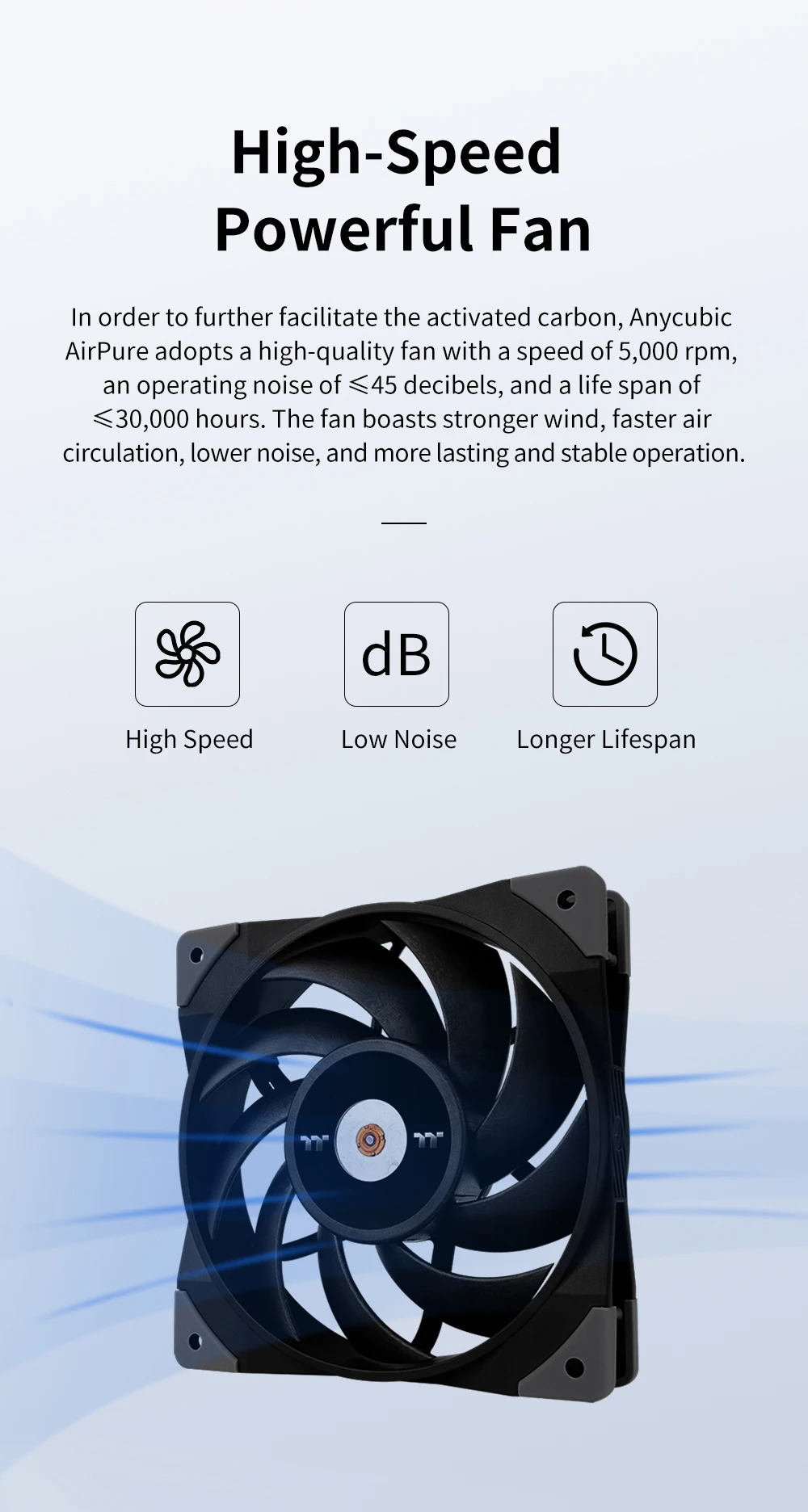 ar, baixo ruído, alta velocidade, ventilador poderoso para resina, Photon M3