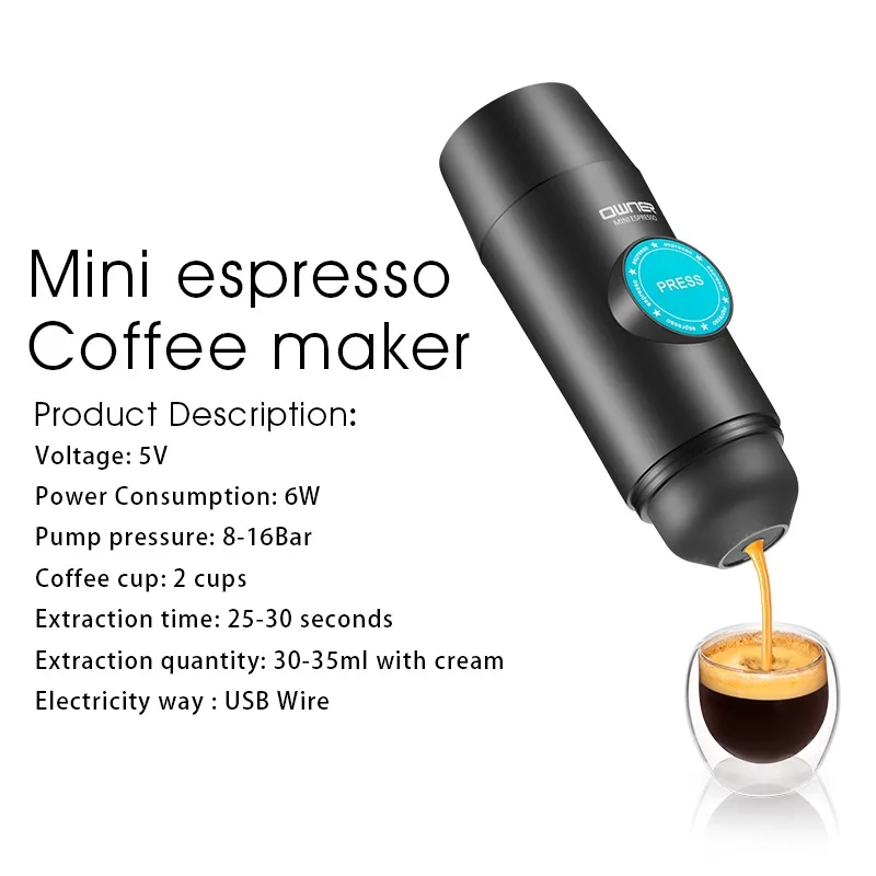 Mini Capsule Instant Coffee USB Coffee Maker Easy Carry Portable Automatic Portable Espresso Machine