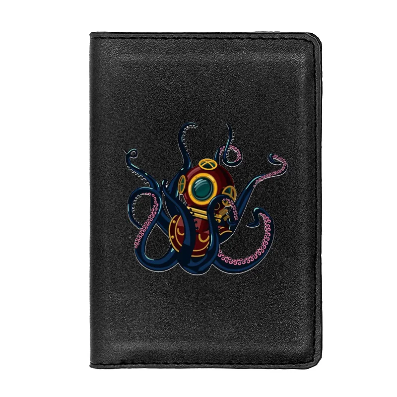 

Steampunk Submarine Octopus Design Pu Leather Passport Cover Men Women Holder ID Credit Card Case Travel Passport Wallet