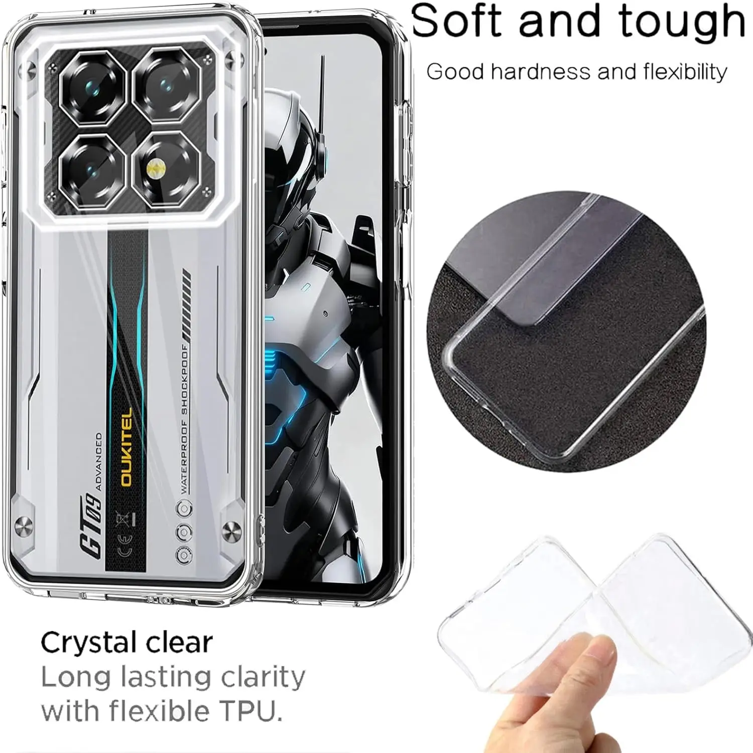 3-in-1 Shockproof Soft TPU Case with Dual Tempered Glass Screen Protectors