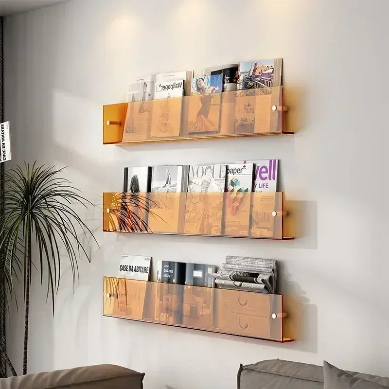 2pcs Color Acrylic Magazine Holder Brochure Holder,30-50cm Record Stand Literature Rack,hanging Bookshelf Pamphlet Storage Stand