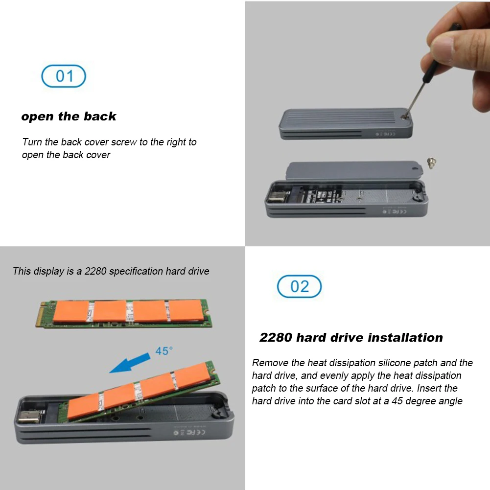 M.2 NVMe SATA SSD Ŭ M-Ű B + M Ű  ȣȭ ָ Ʈ ũ ڽ SSD ϵ ̺ ̽, 2230 2242 2280 SSD