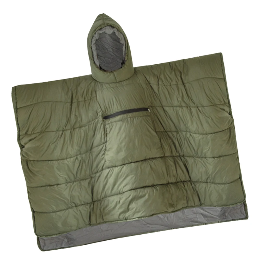Outdoor Wearable Cloak Multi Functional Self-folding Cotton Blanket Camping Warm Poncho Sleeping Bag Camping Cloak Accessories