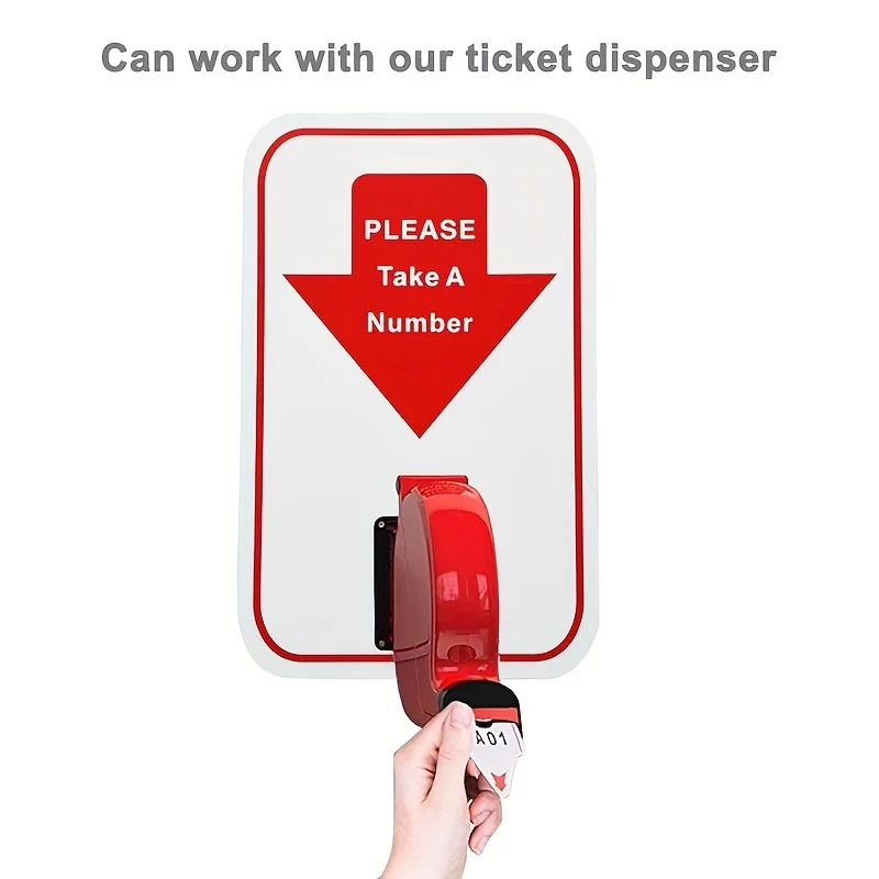 Take a Number Dispenser Sign in Red White