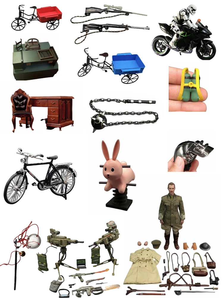 

Miniature Dollhouse Accessories Doll Toys Man-soldier Weapon Tools Doll Motorcycle Model Dollhouse Decoration