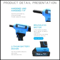 Electric Rivet Gun Rocol RL-520 Lithium Battery Automatic Rivet Gun Core Pulling Riveting Tool Stainless Steel Brushed Rivets 2