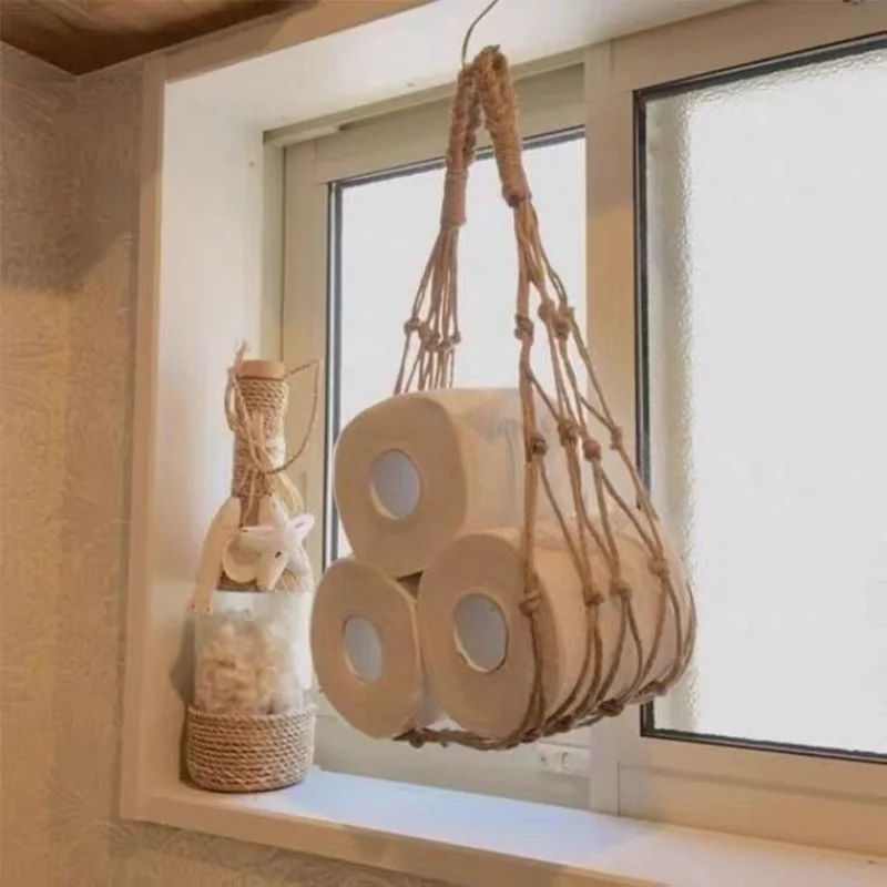 Portasciugamani In Corda Di Canapa, Porta Carta Igienica In Corda Stile Ins Porta Rotolo Di Carta Igienica Vintage Con Viti Accessori Retro Decorazione Per Bagno E Cucina 87719823