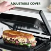 Versatile contact grill and skillet,non-stick aluminum,grill and waffle plate,adjustable shading and shearing, press/flat, black 2