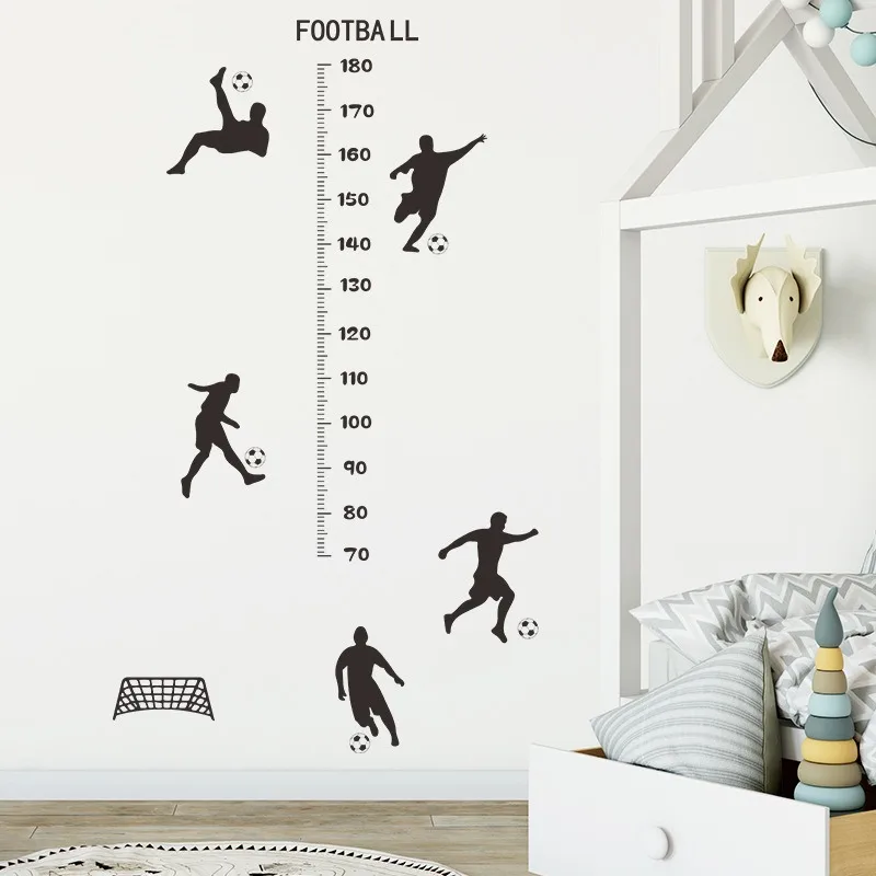 Children Height Measuring Chart Kids Growth Height Chart Wallpapers Football Sports Themed Cartoon Wall Ruler Kids Room Home Playroom Living Room Classroom