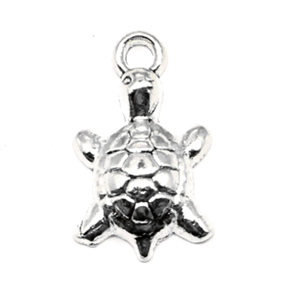 

Turtle Charms Jewellery Making Pendants Children Craft Best Friends Jewelry 10x18mm 10pcs Antique Silver Color