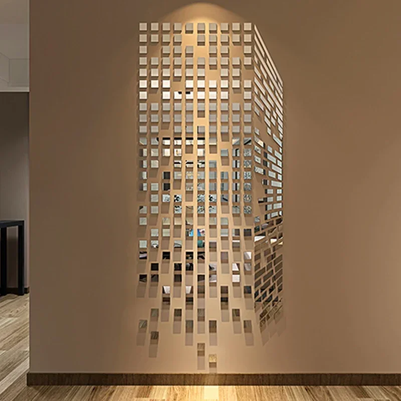 Wall sticker 3D Square Mosaic Mirror Acrylic DIY Mural for Living Room Bedroom Art Home Decor 2/3/4cm Large