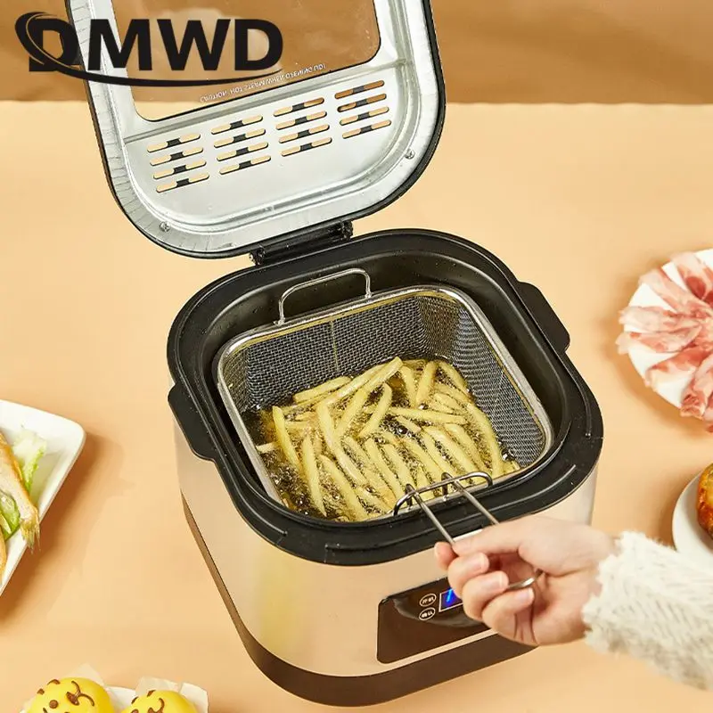 5L Household Electric Deep Fryer Intelligent Temperature adjustable Frying Machine Visualization Multicooker Removable Basket
