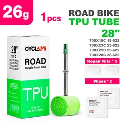 CYCLAMI Ultralight TPU Road Bike Inner Tube with French Valve - Super Light and Durable - 45mm (1pcs 26g)