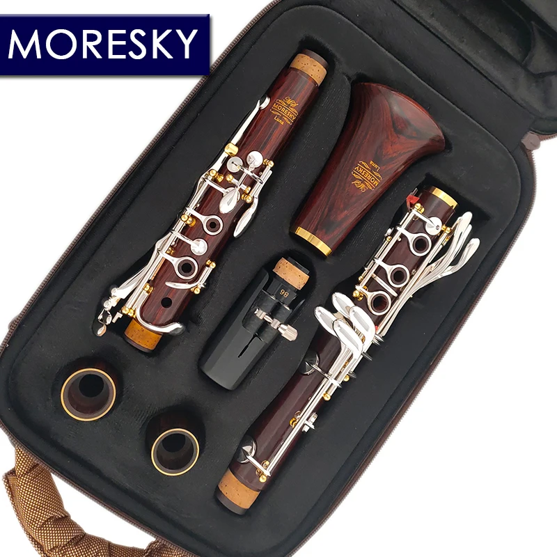 

MORESKY Cocobolo Wood Professional Clarinet Bb Redwood Silver Plated Keys Sib Klarnet Luna