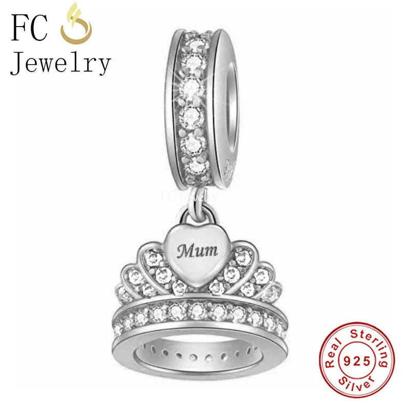 

FC Jewelry Fit Original Pan Charms Bracelet 925 Sterling Silver #1 Mum Crown Bead For Making Women Mother's Day Berloque DIY