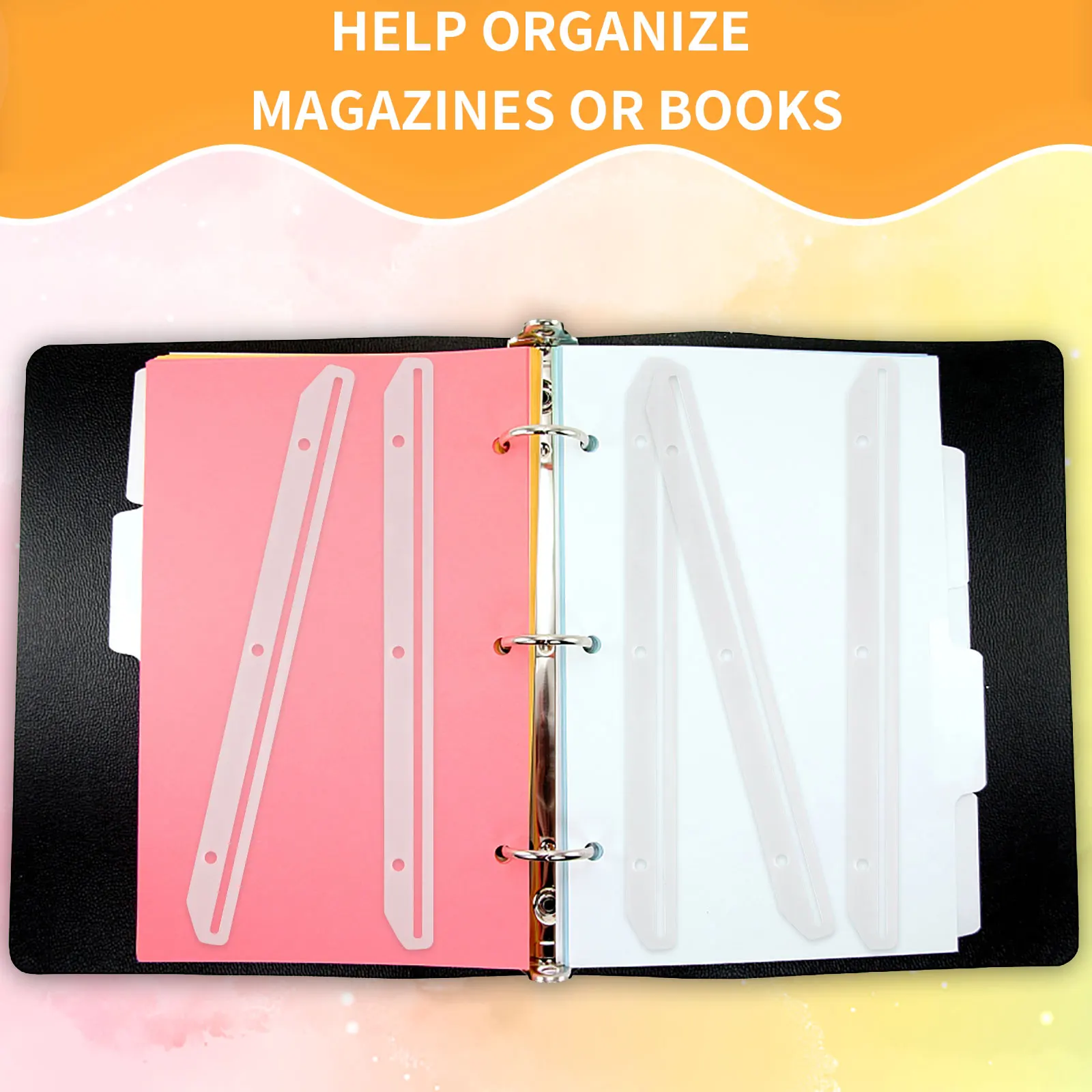 [k]100개 3홀 홀더(11.8인치 플라스틱 니저 3링 바인더 삽입 스트립 투명)