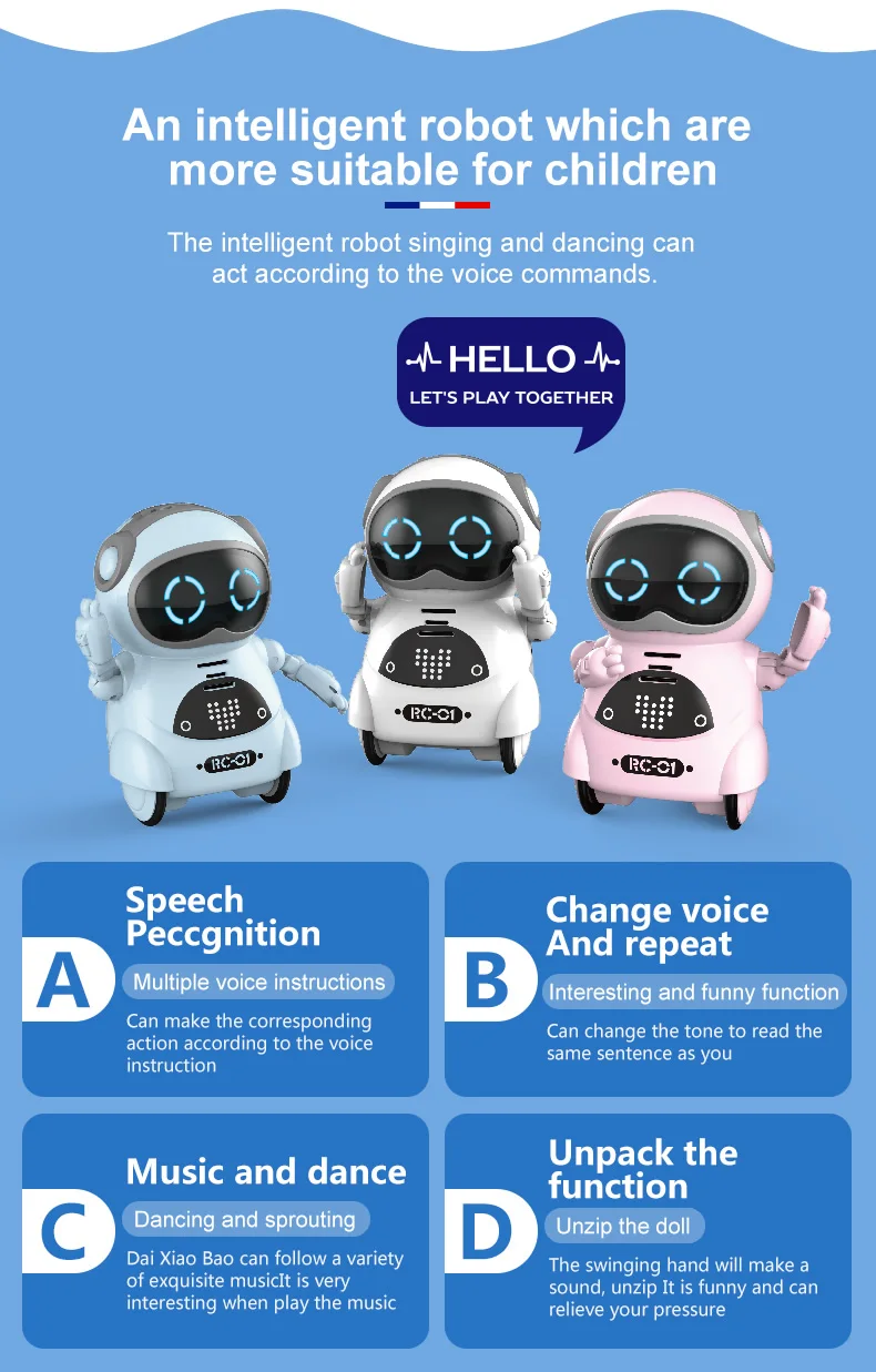 939A Pocket Robot Talking Interactive Dialogue Speech Recognition Record Singing Dancing Telling Story Boy Girl Toys Kawaii Gift 5