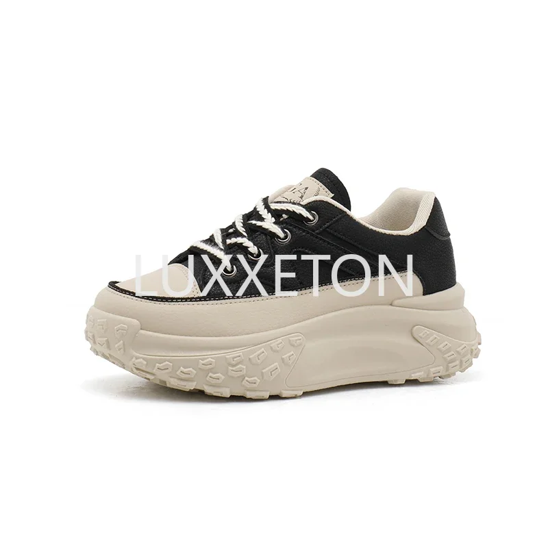 

Женские кроссовки на танкетке Fujin, черные кроссовки из натуральной кожи, воздухопроницаемые, на танкетке 8 см, осенний сезон 2019