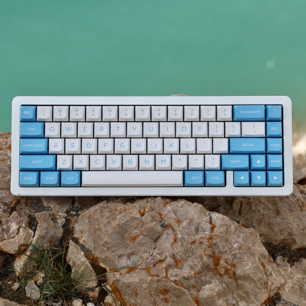 Akko-mda pbtキーボードキャップセット,227キー,runc blue/panda