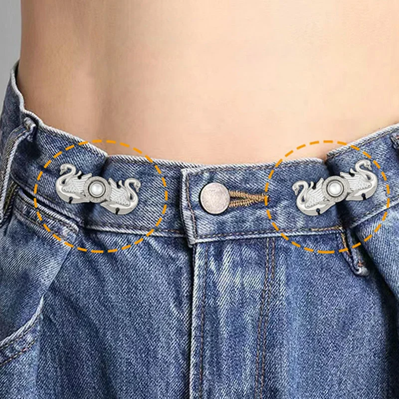 4pcs Women's Cat Design Waist Tightener For Jeans. Fix & Adjust Waist,  Daily Wear