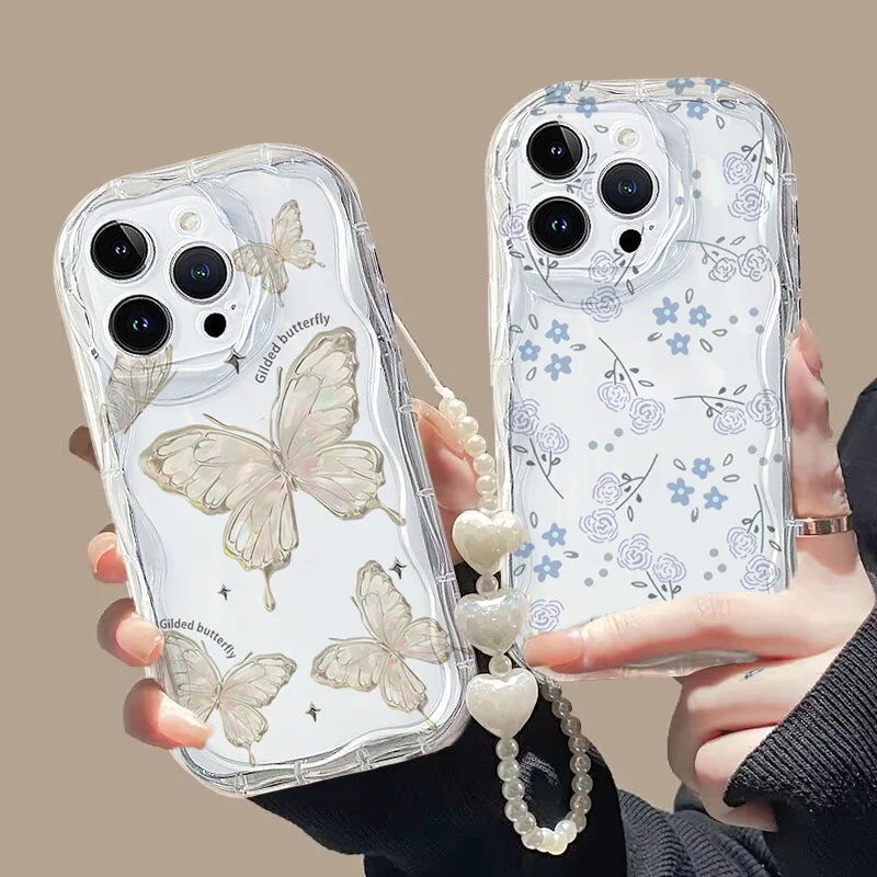 Butterfly Flower Chain Decorative Soft Case Cover