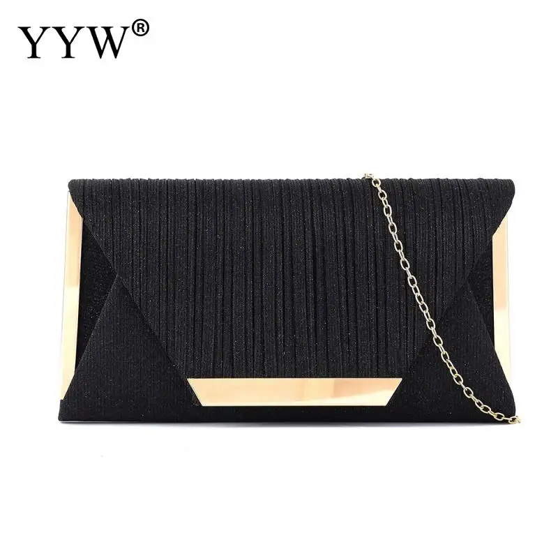 Pleated Envelope Clutch Handbag Elegant Women Evening Party Clutch Bag Chain Shoulder Commuting Messenger Purse Sac Main Femme