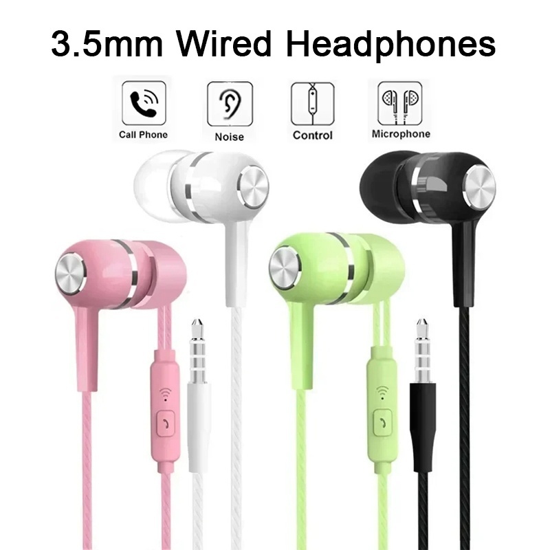 Universal Wired Headset Mobile Phone 3.5mm Wired Control Headphone HiFi Stereo Earbuds With Microphone For Xiaomi Huawei Samsung