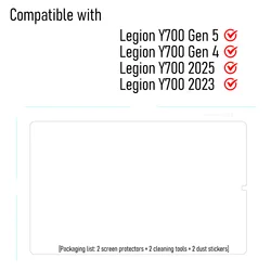 Premium Tempered Glass Screen Protector 2 - Pack for Lenovo Legion Y700 Series - Damage - Proof Film (2P - Y700 Gen 5)