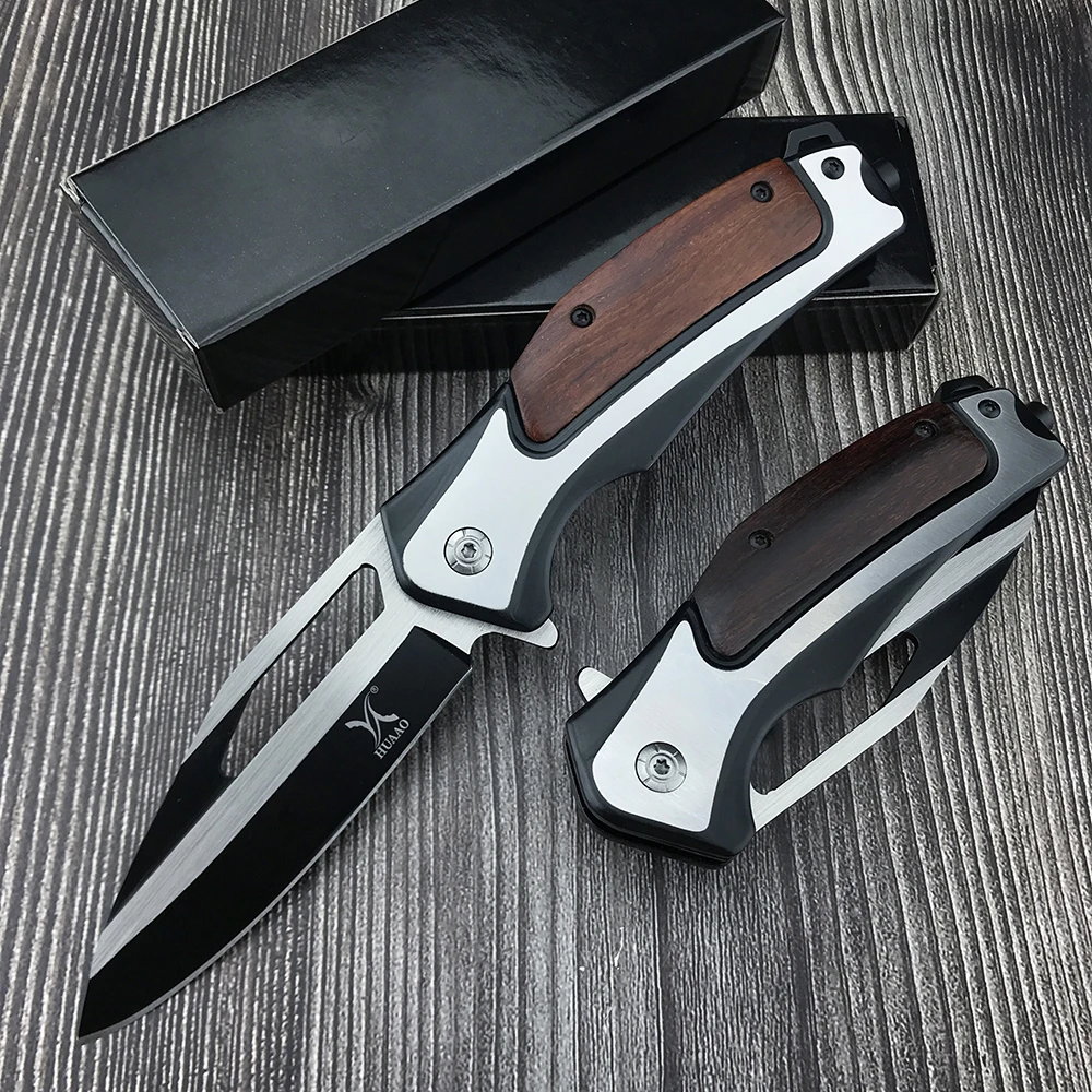 

HUAAO High Hardness Folding Portable Stainelss Steel Survival Hunting Knives Outdoor Pocket Knife Camping Self Defense EDC Knife