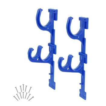 2 ชิ้นกลางแจ้งไม้แขวนเสื้อสระว่ายน้ำตะขอติดพลาสติกยืดไสลด์ผู้ถือก้านพร้อมสกรูสำหรับแปรงสุทธิท่อสวน 2