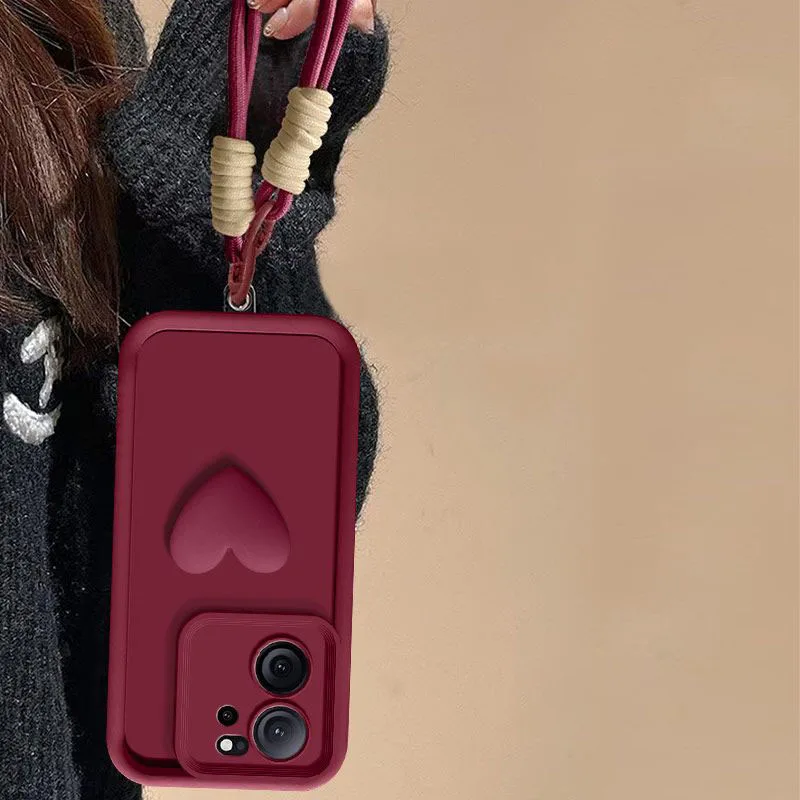 Love Heart Hand Strap Protective Phone Cover